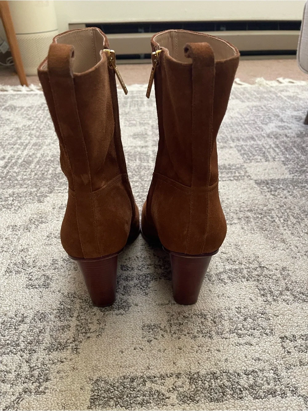 Veronica Beard Logan Suede Zip Ankle Booties Size 12